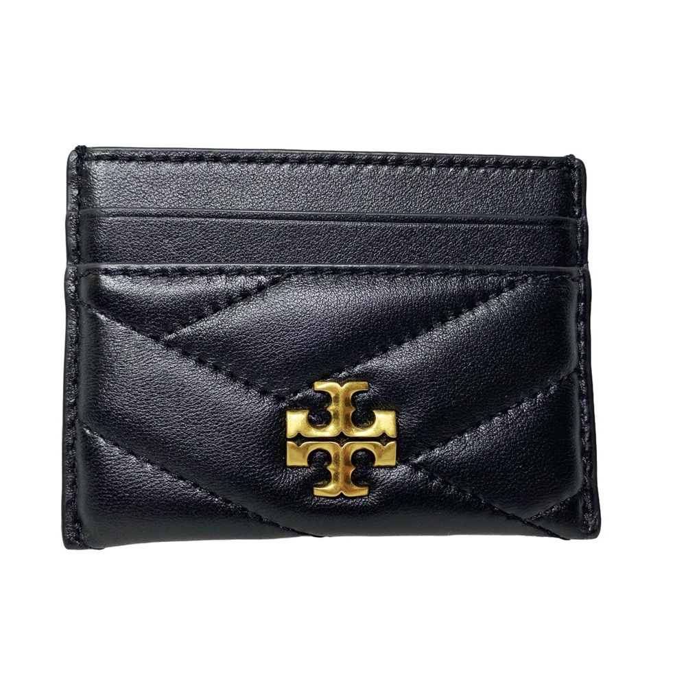 Tory Burch Kira Chevron-Quilted Black Leather Card Holder